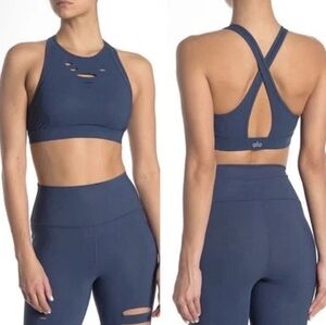 ALO Yoga Blue Racerback Sports Bra